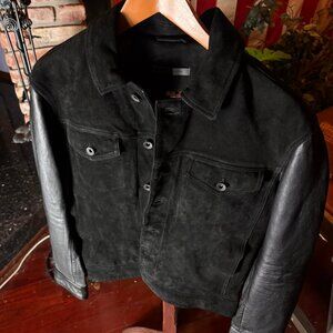 JOHN VARVATOS "Rex" Black Leather Trucker Jacket sz. 48